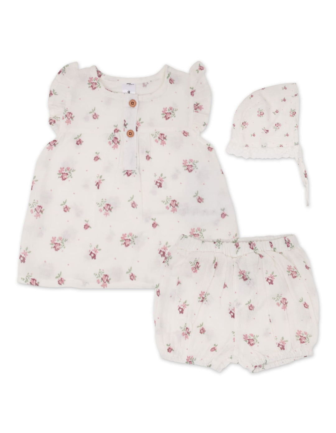 Infant Girl Summer 3 Pieces Suit Set Floral Print at Zubaidas