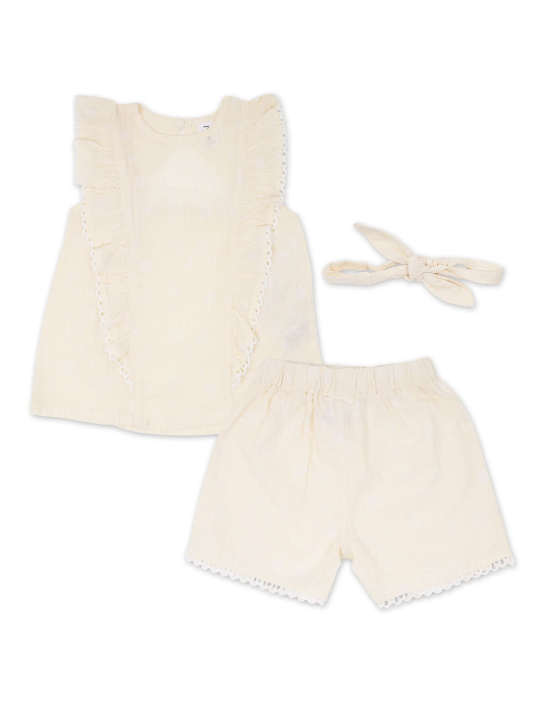 Infant Girl Summer 3 Pieces Suit Set Off White at Zubaidas