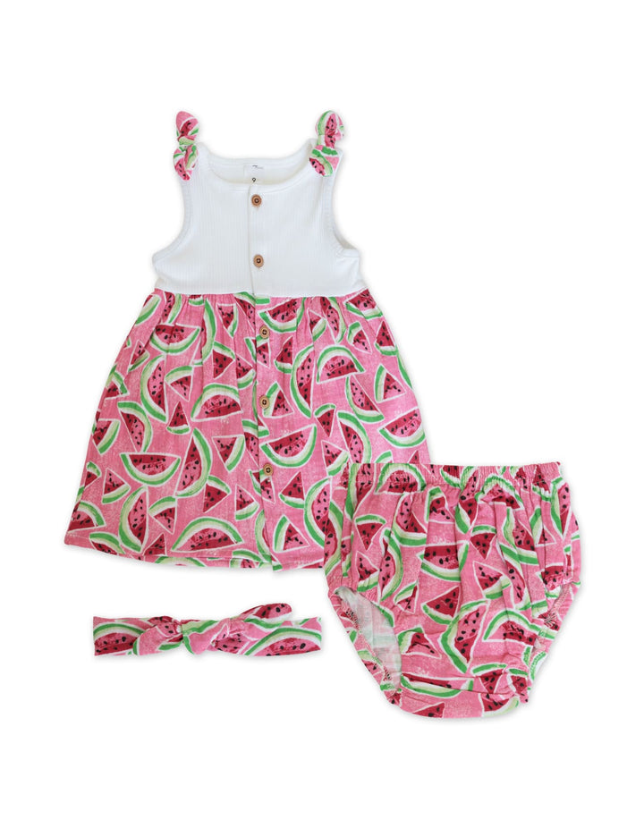 Infant Girl Summer 3 Pieces Suit Set Watermelon Print at Zubaidas