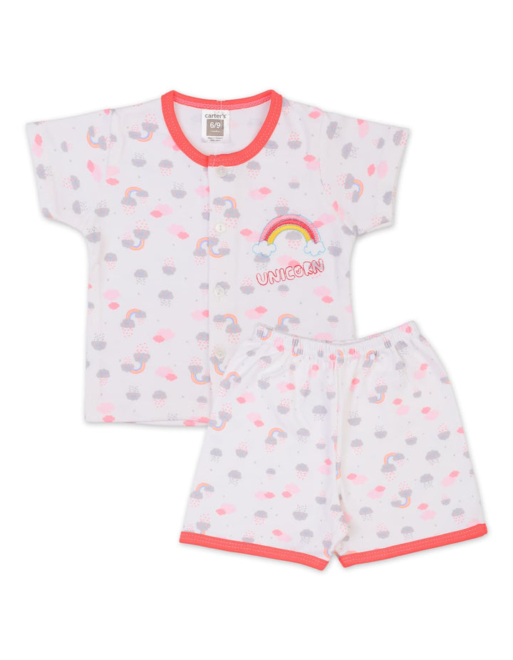Infant Girl Summer Co Ord Set Unicorn Pink at Zubaidas