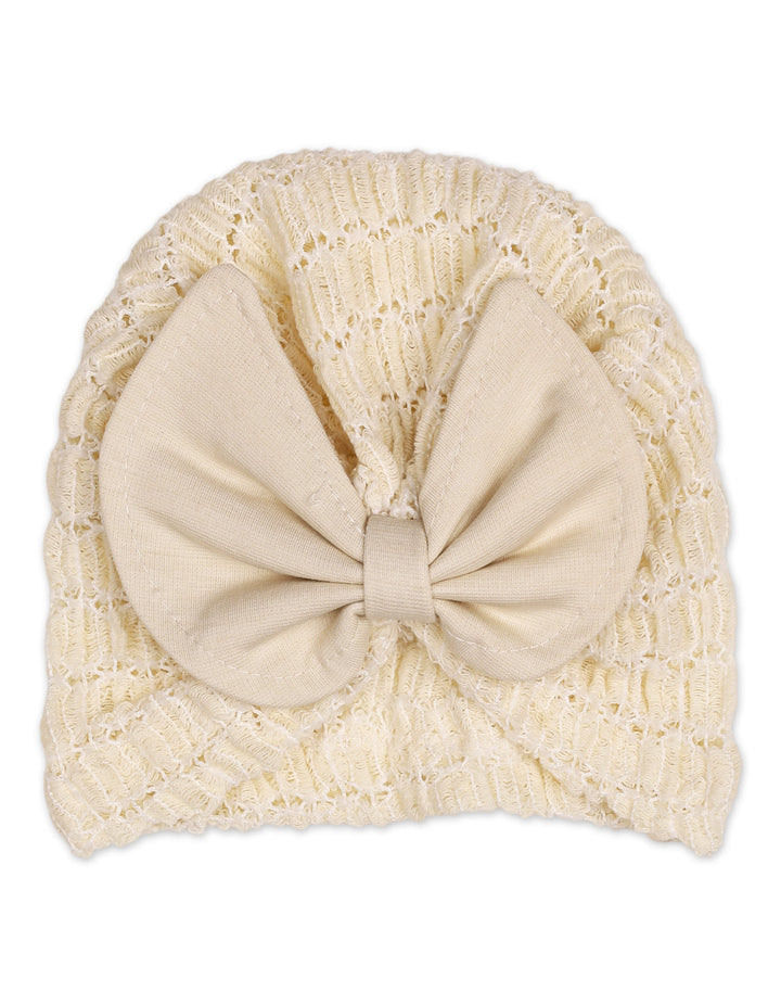 Infant Girl Turban Cap Bow Beige at Zubaidas