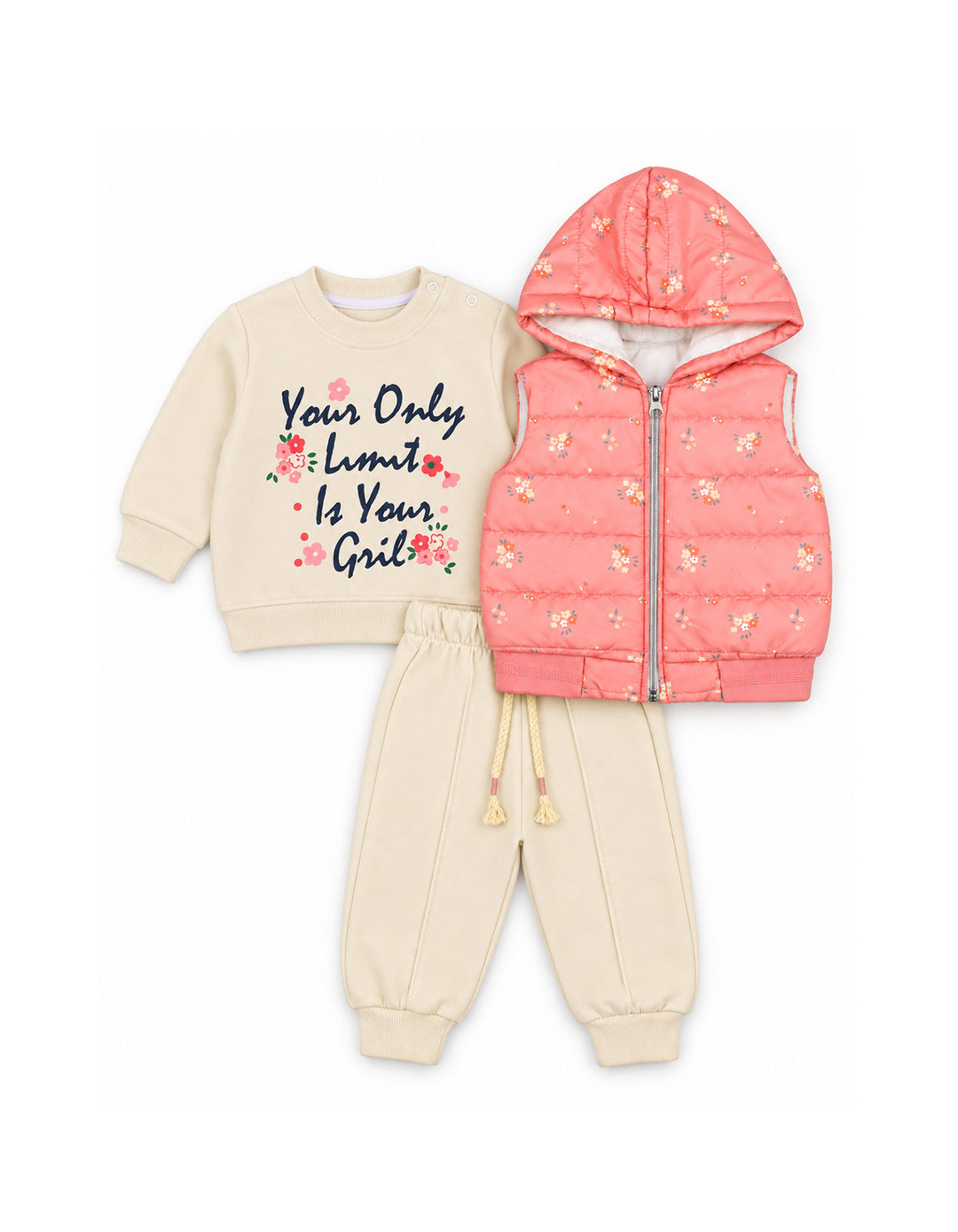 Infant Girl Winter 3 Piece Outfit Floral at Zubaidas