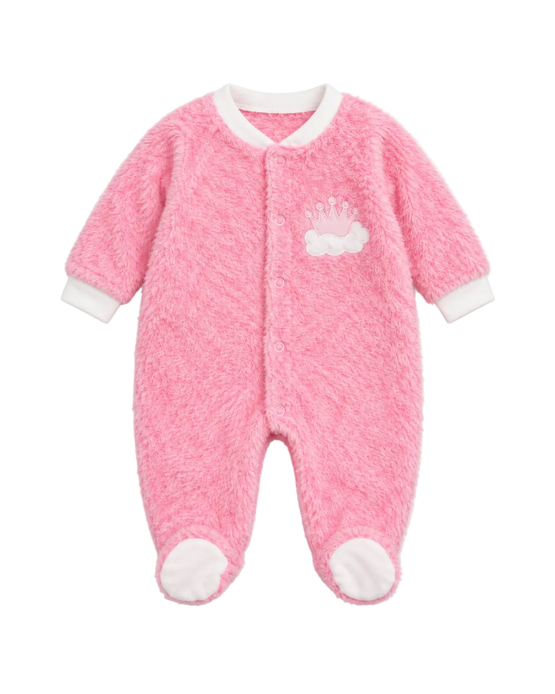 Infant Girl Winter Sleep Suit with Cap Crown and Cloud Pink at Zubaidas Official Pakistan