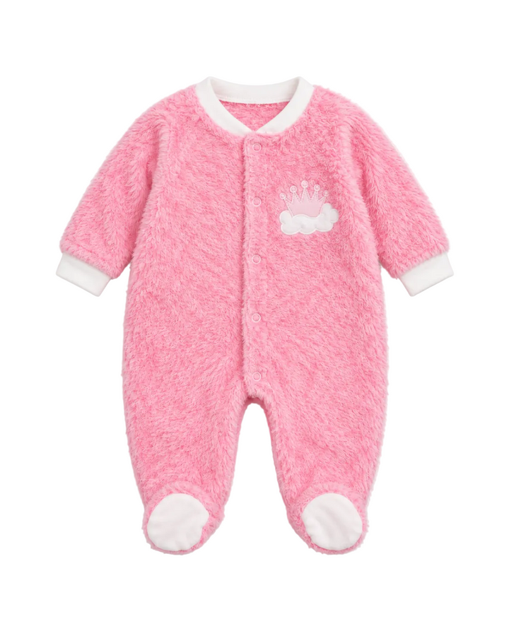 Infant Girl Winter Sleep Suit with Cap Crown and Cloud Pink at Zubaidas Official Pakistan