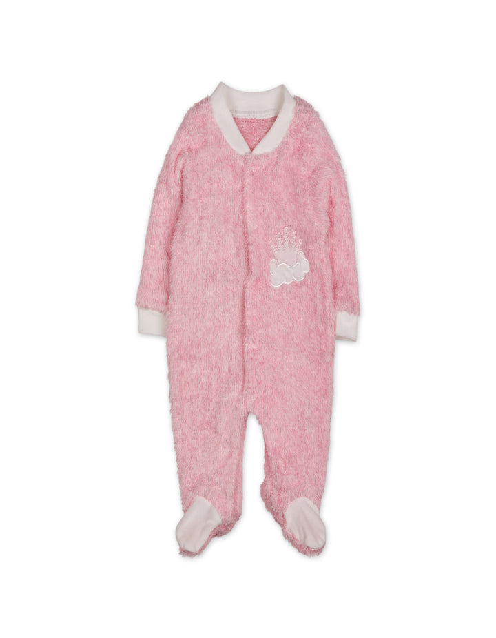 Infant Girl Winter Sleep Suit with Cap Crown and Cloud Pink at Zubaidas Official Pakistan