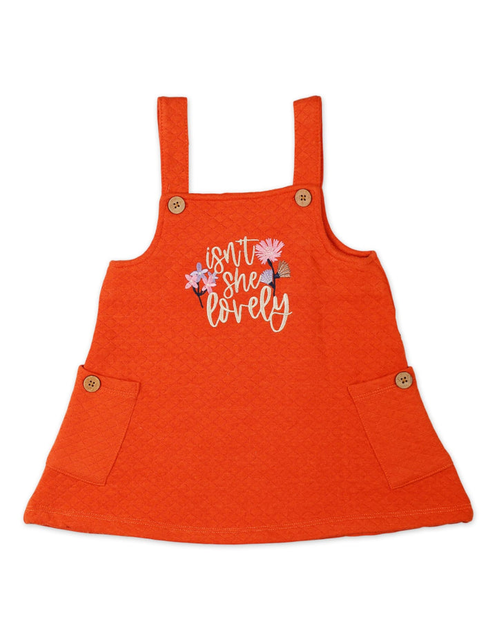 Infant Girls 3 Pieces Winter Clothing Sets Bambies Red Pinafore and Floral Bodysuit at Zubaidas Online Store