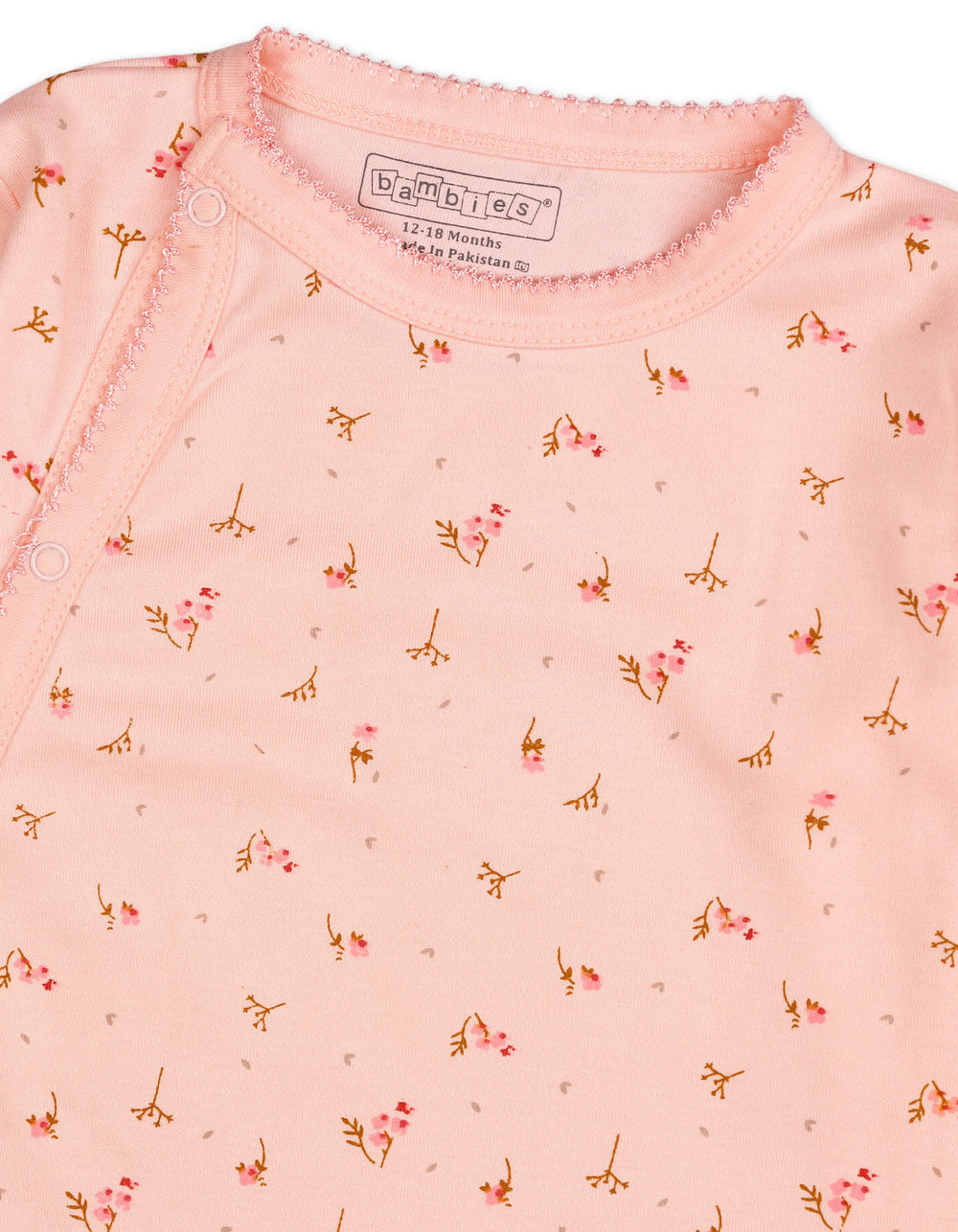 Infant Girls Footed Sleepsuit Bambies Floral Print Pink at Zubaidas Official Pakistan