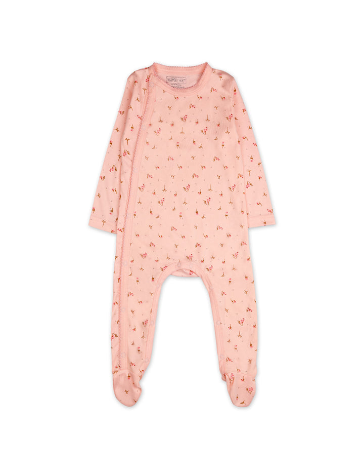 Infant Girls Footed Sleepsuit Bambies Floral Print Pink at Zubaidas