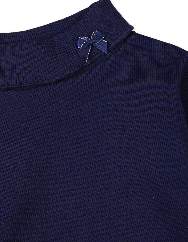 Infant Girls High Neck Bambies Bow Navy Blue at Zubaidas Pakistan