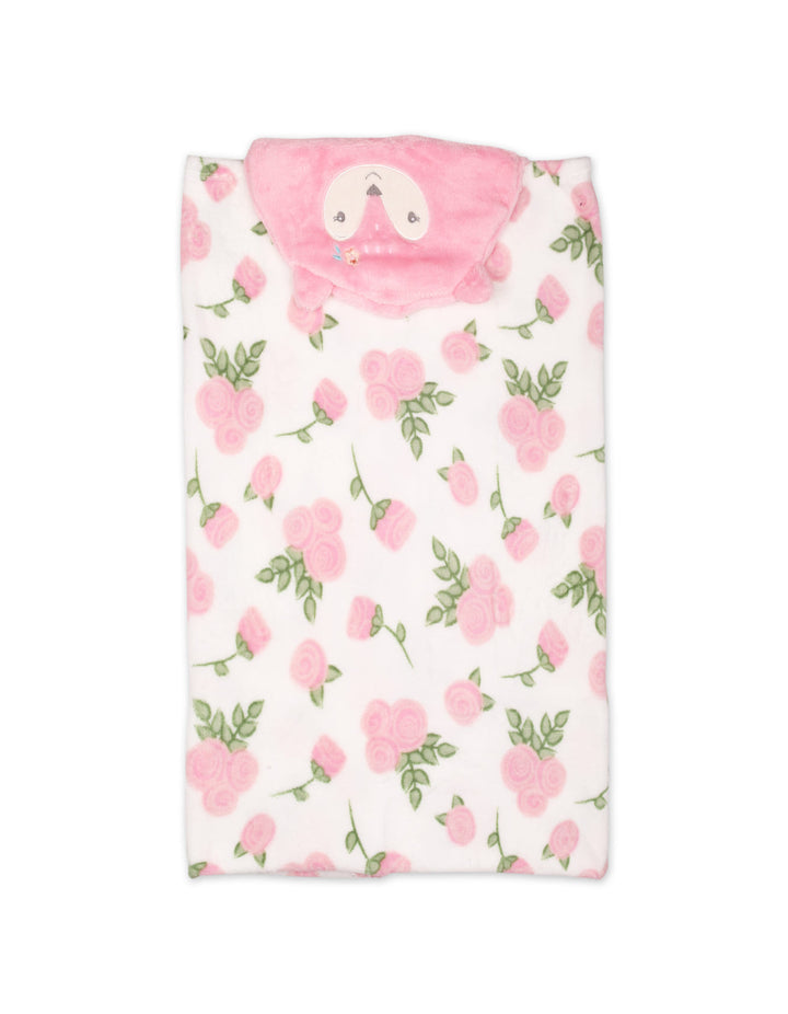 Infant Girls Hooded Wrapping Blanket Pink Roses at Zubaidas Official Pakistan