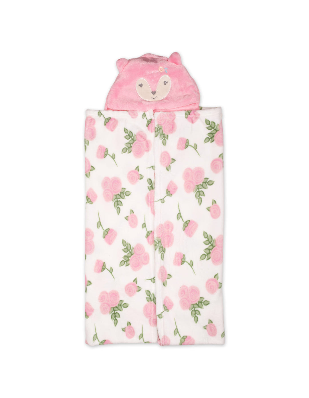 Infant Girls Hooded Wrapping Blanket Pink Roses at Zubaidas