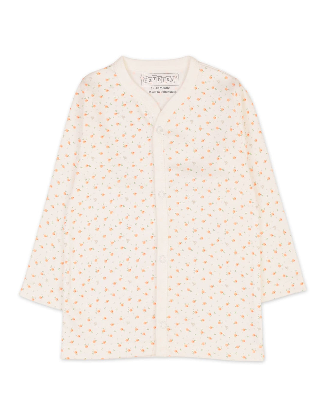 Infant Girls Night Suit Bambies Peach Floral Printed Off White at Zubaidas Official Pakistan