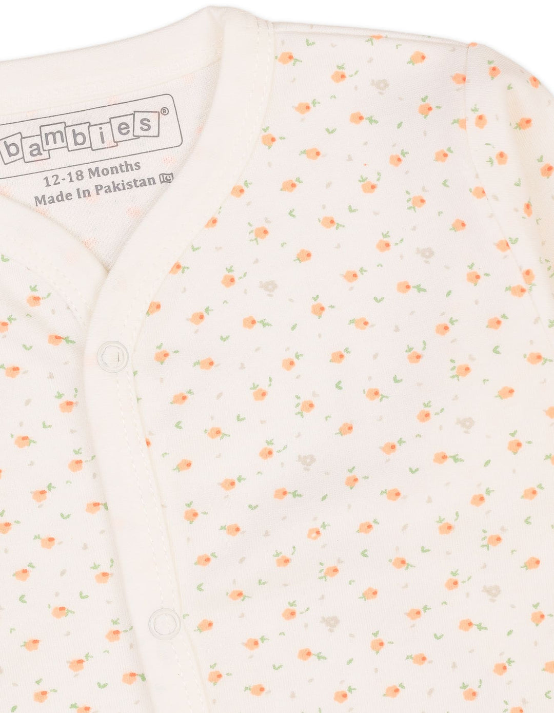 Infant Girls Night Suit Bambies Peach Floral Printed Off White at Zubaidas Online Pakistan