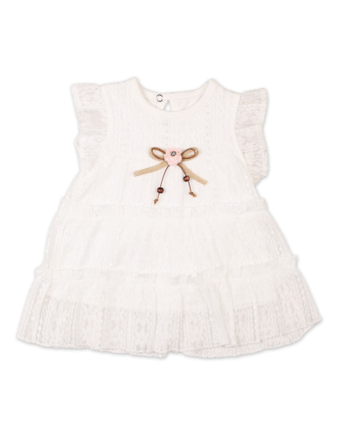 Infant Girls Summer Dress Bow White Premium Turkish Collection at Zubaidas