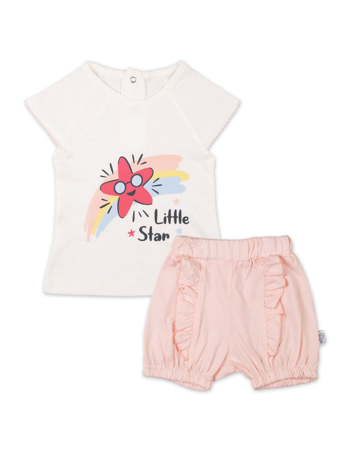 Baby Girls Summer Suit White and Peach Premium Turkish Collection at Zubaidas