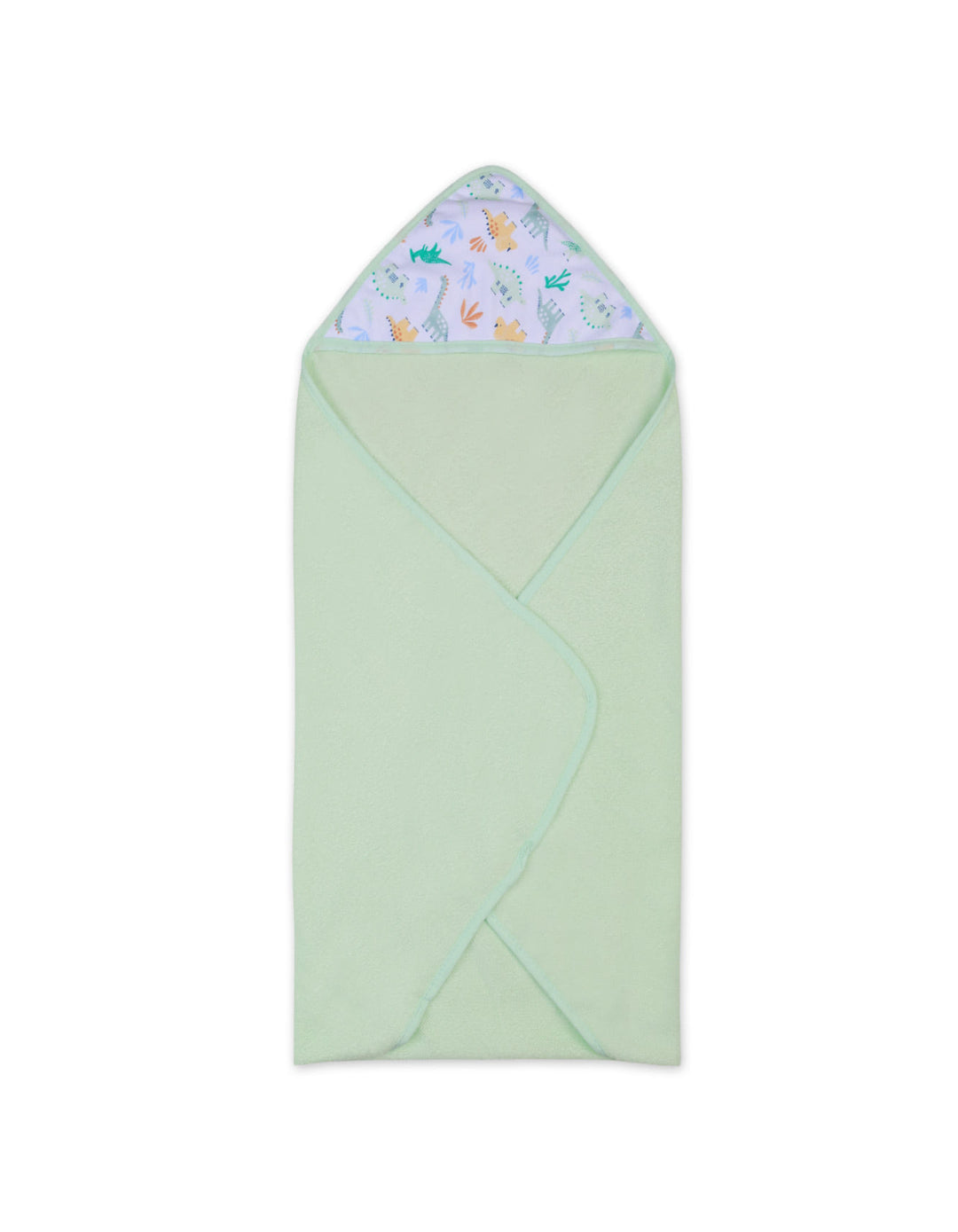 Infant Hooded Bath Towel and Washcloth Set Dino Mint and White at Zubaidas Official Pakistan