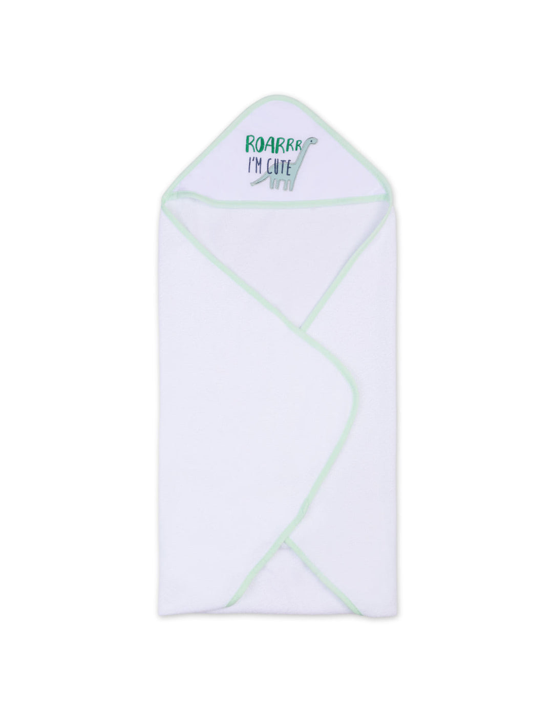 Infant Hooded Bath Towel and Washcloth Set Dino Mint and White at Zubaidas Online Pakistan