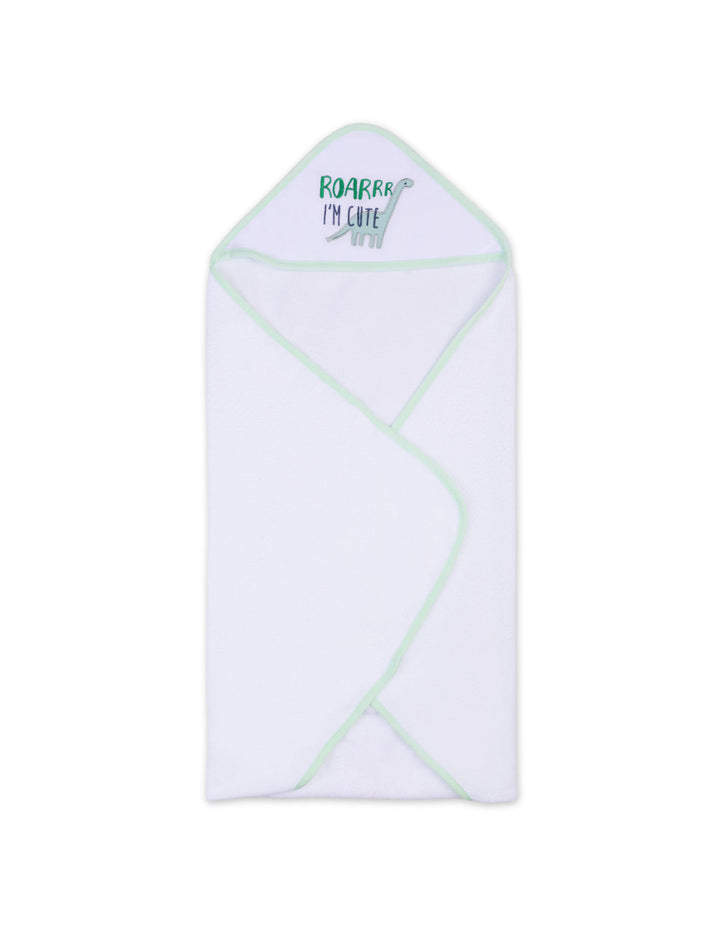 Infant Hooded Bath Towel and Washcloth Set Dino Mint and White at Zubaidas Online Pakistan