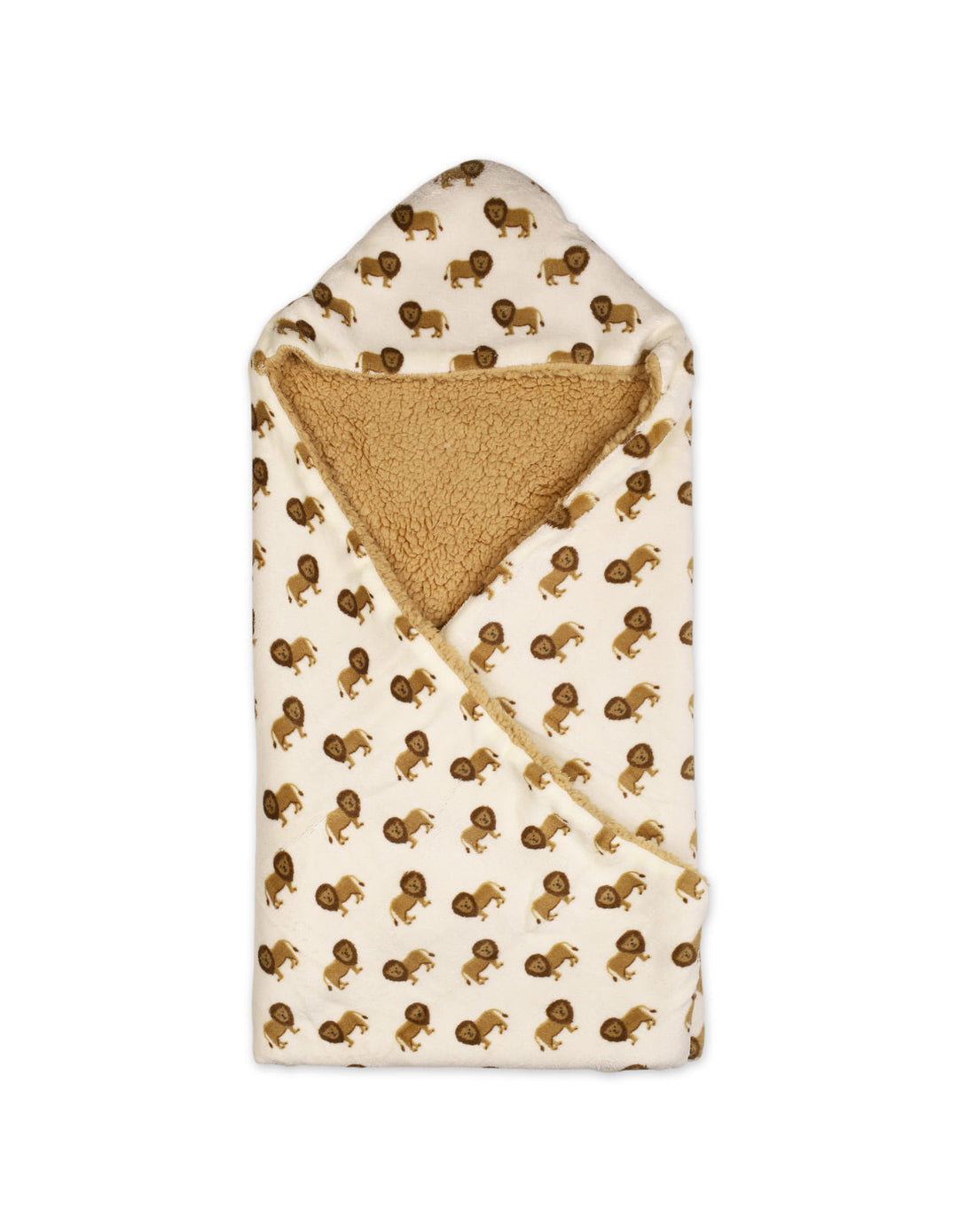Infant Hooded Swaddle Blanket Lion Beige and Brown at Zubaidas
