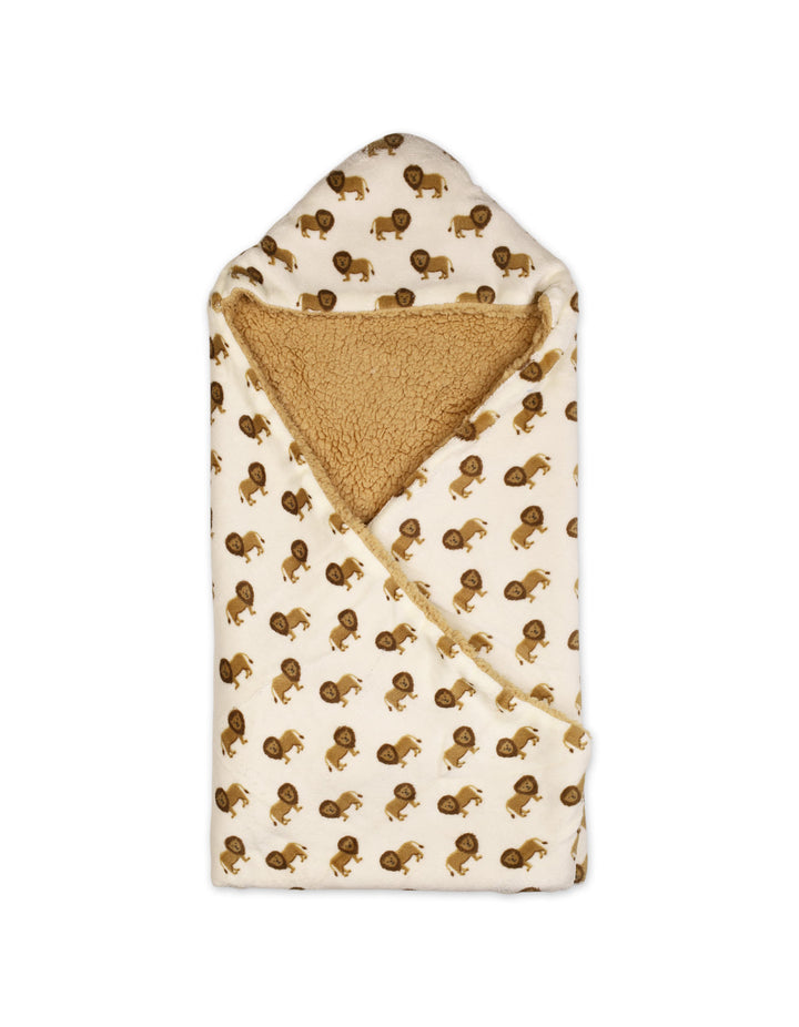 Infant Hooded Swaddle Blanket Lion Beige and Brown at Zubaidas