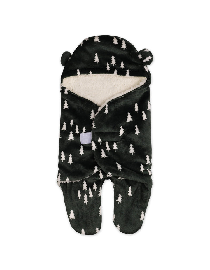 Infant Hooded Swaddle Pine Tree Dark Green and White at Zubaidas Official Pakistan