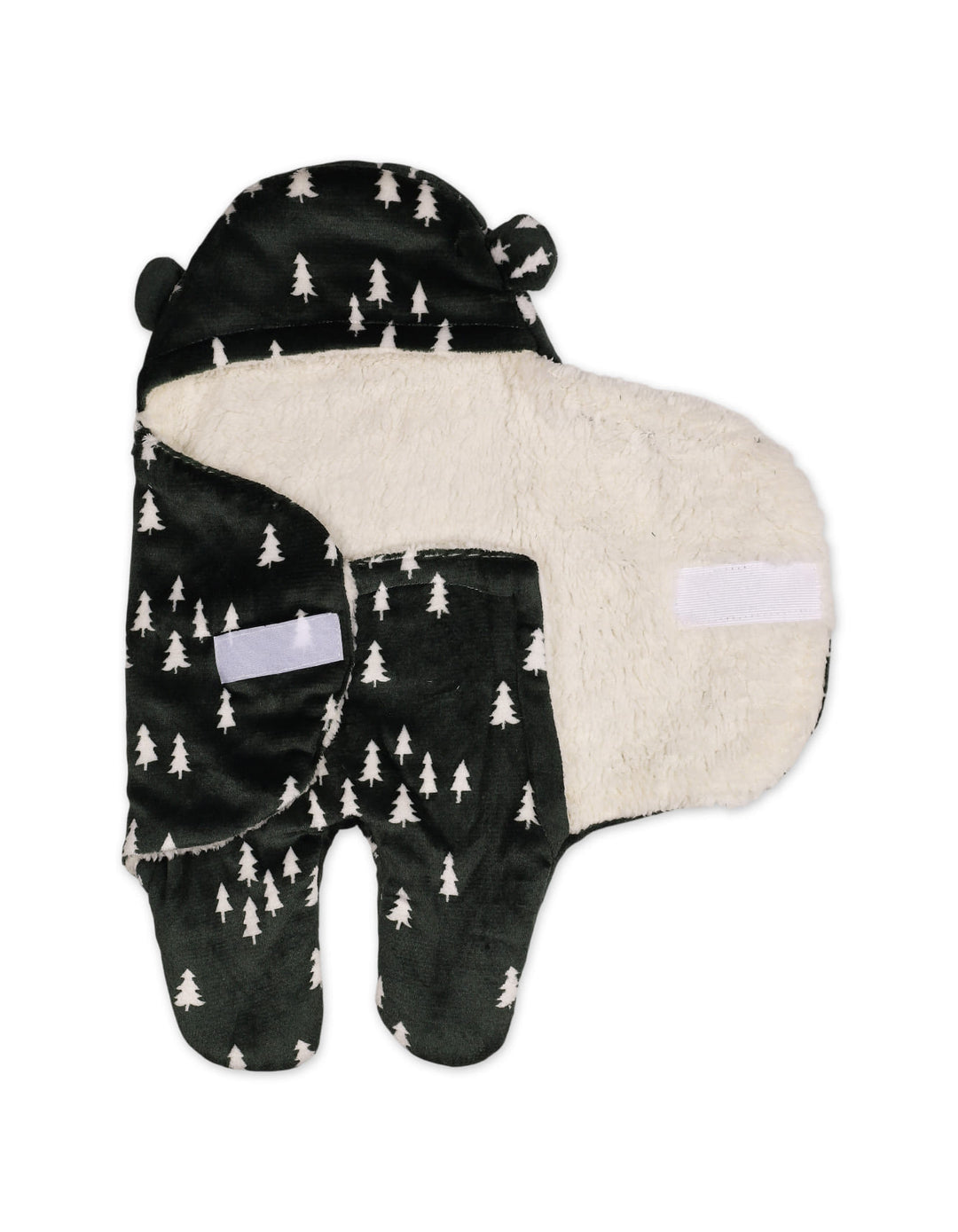 Infant Hooded Swaddle Pine Tree Dark Green and White at Zubaidas