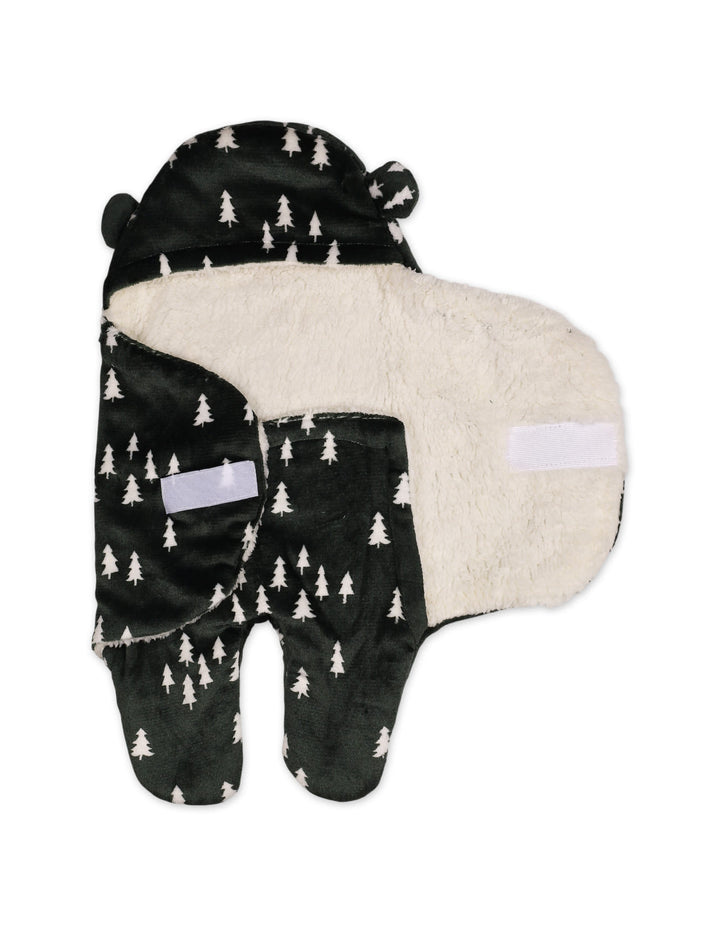 Infant Hooded Swaddle Pine Tree Dark Green and White at Zubaidas