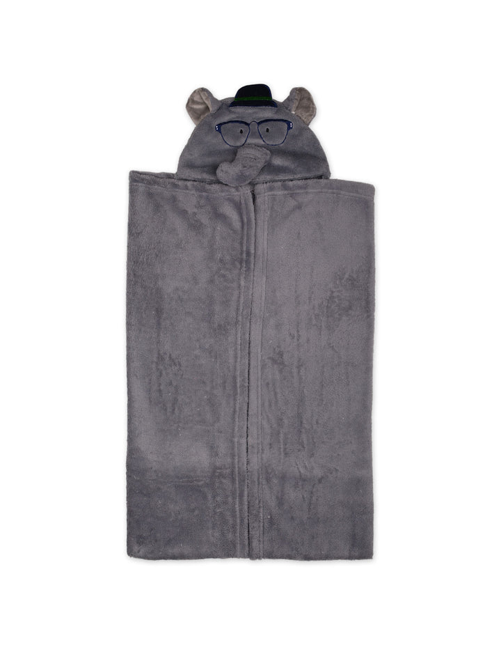 Infant Hooded Wrapping Blanket Elephant Dark Grey at Zubaidas