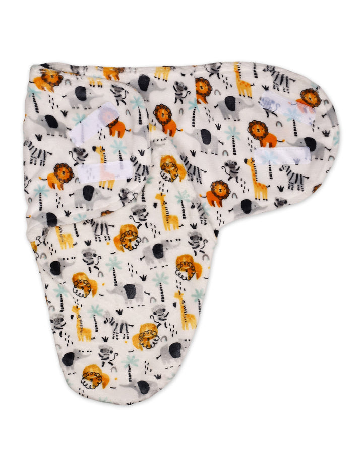 Infant Plush Swaddle Wrap with Velcro Closure Animals Print at Zubaidas