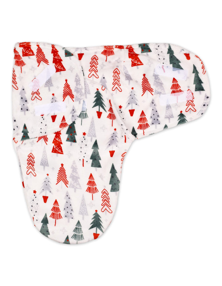 Infant Plush Swaddle Wrap with Velcro Closure Pine Trees at Zubaidas