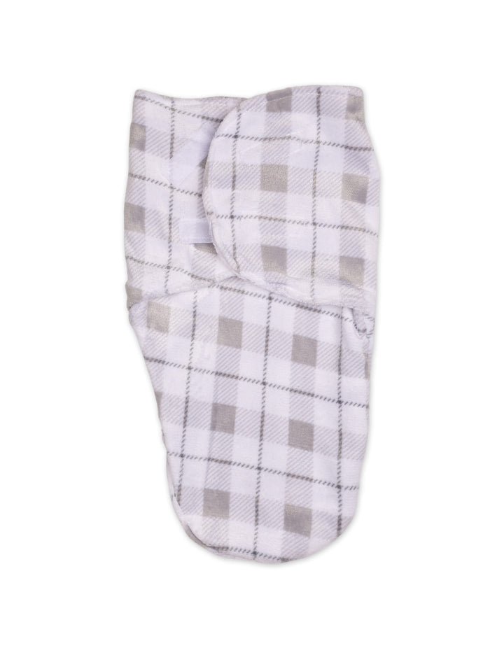 Infant Plush Swaddle Wrap with Velcro Closure Plaid Pattern at Zubaidas Online Pakistan