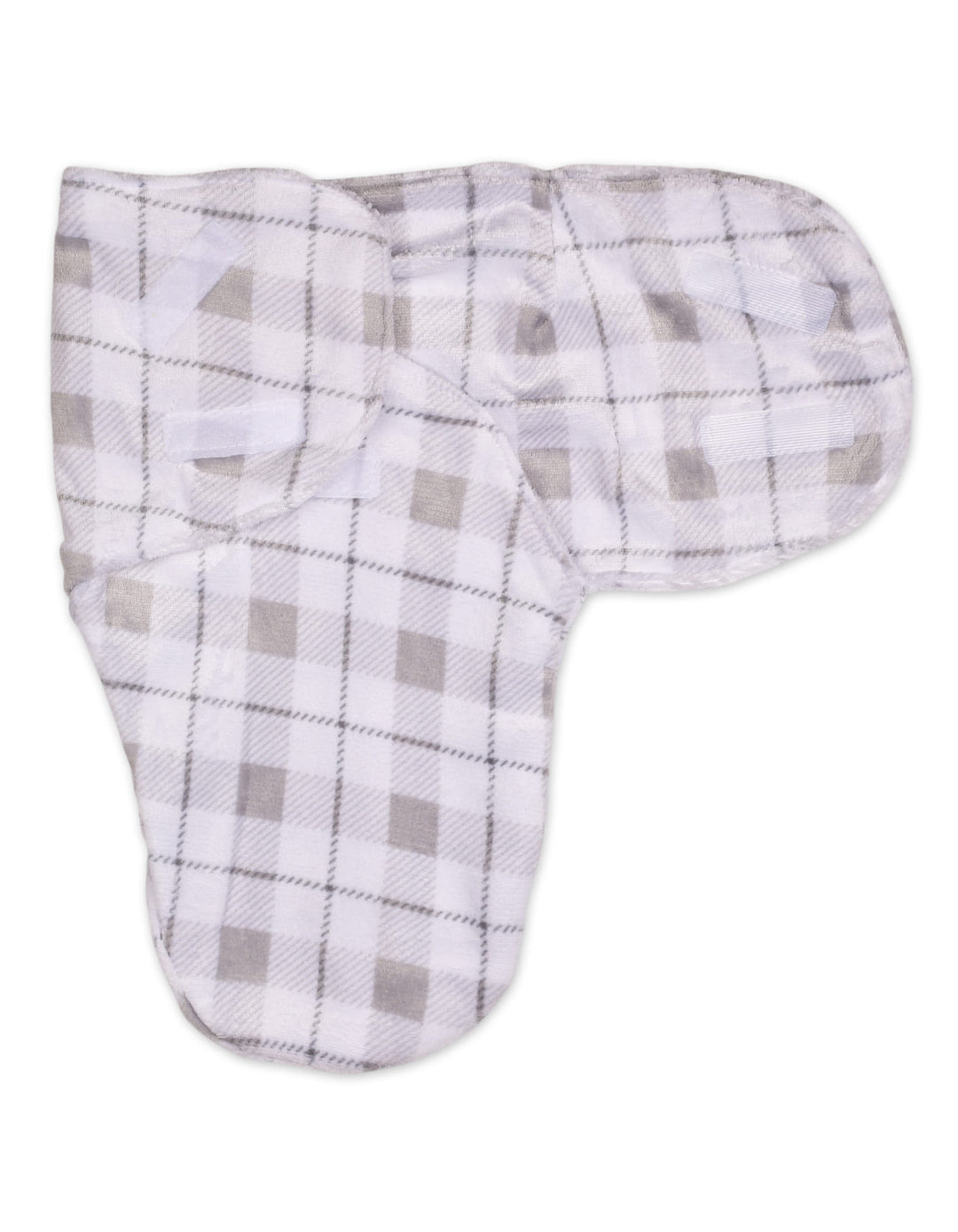 Infant Plush Swaddle Wrap with Velcro Closure Plaid Pattern at Zubaidas