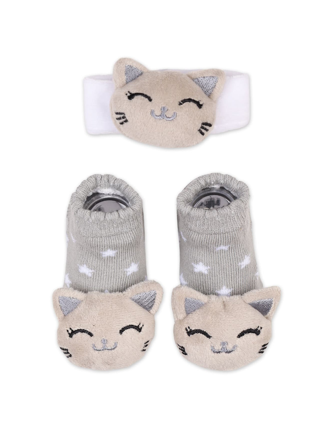 Infant Rattle Booties and Wristband Bambies Star Print Cat at Zubaidas