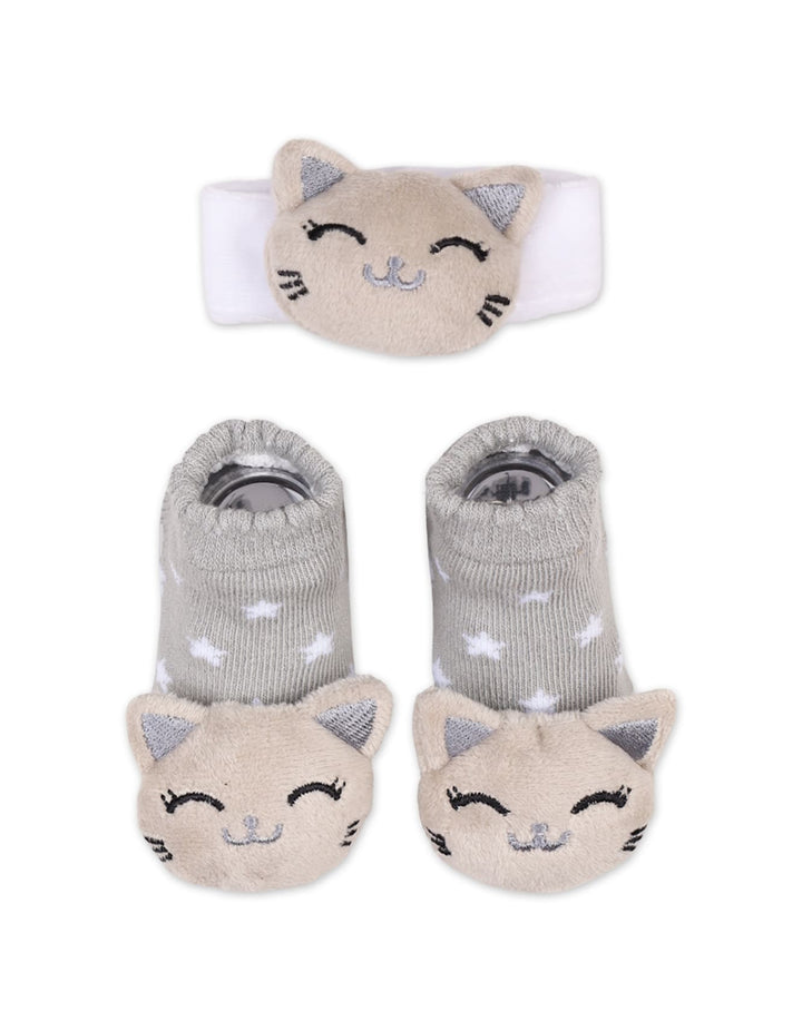 Infant Rattle Booties and Wristband Bambies Star Print Cat at Zubaidas