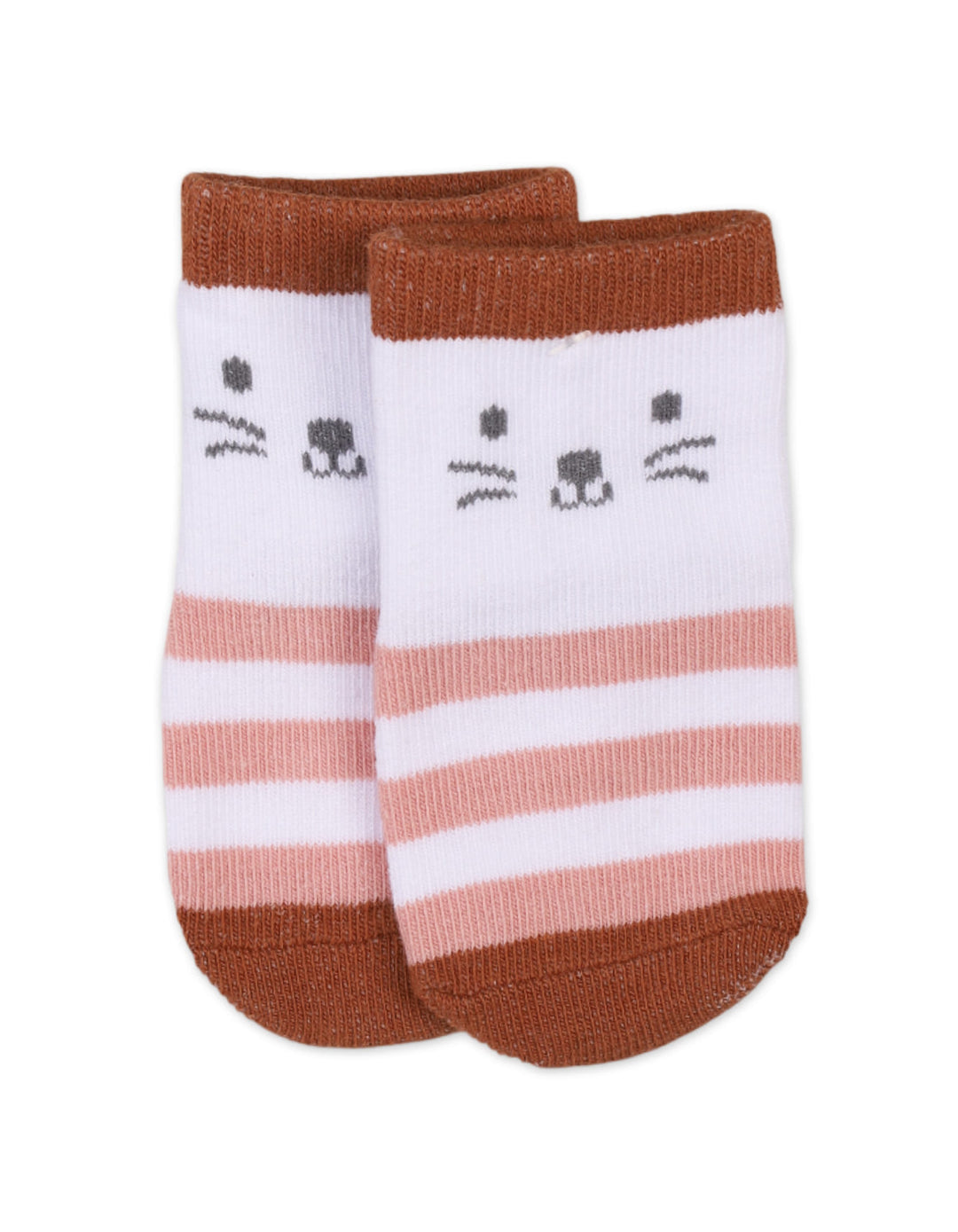Infant Socks and Knee Pads Set Cat Print Brown at Zubaidas Online Pakistan