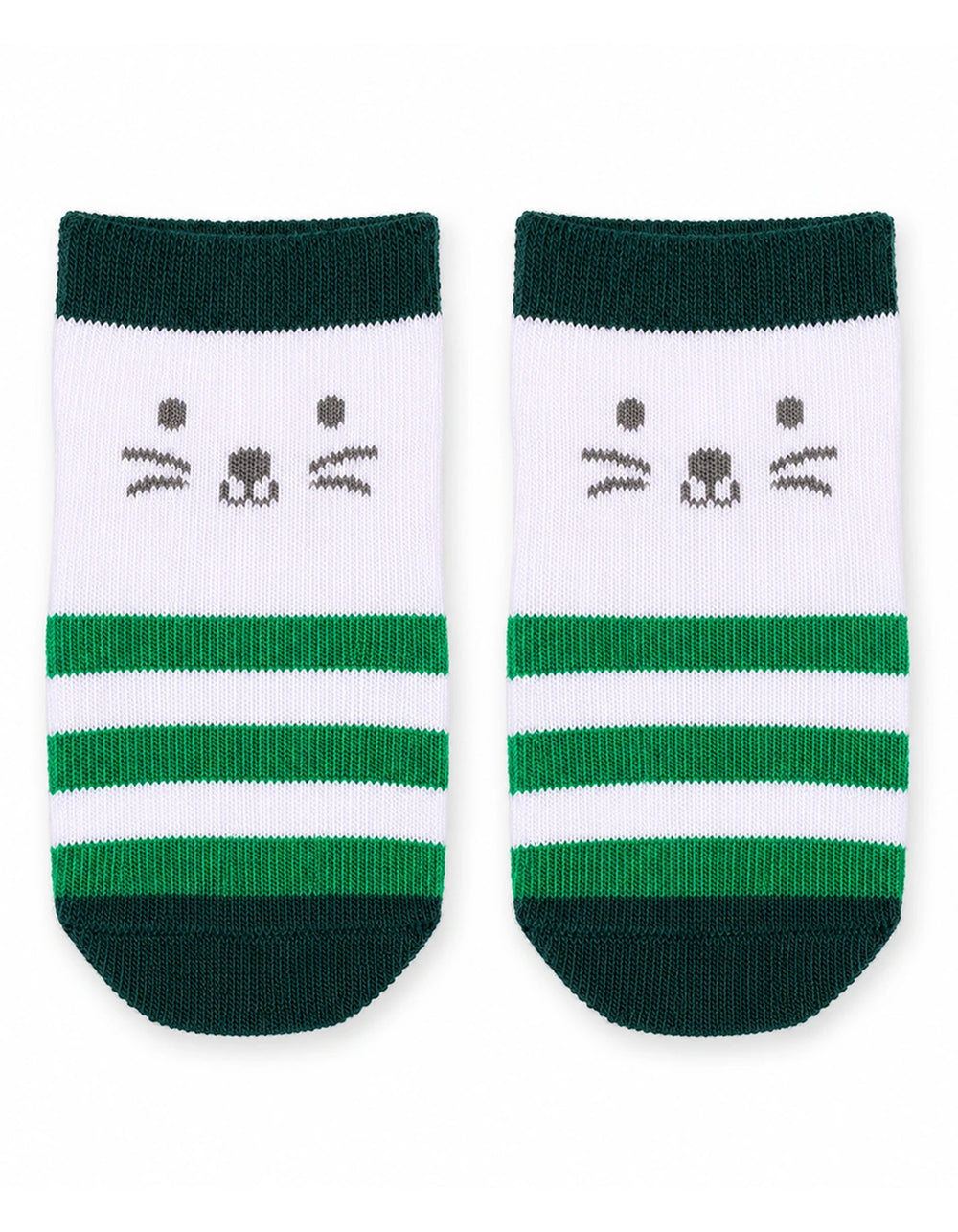 Infant Socks and Knee Pads Set Cat Print Green and White at Zubaidas Official Pakistan