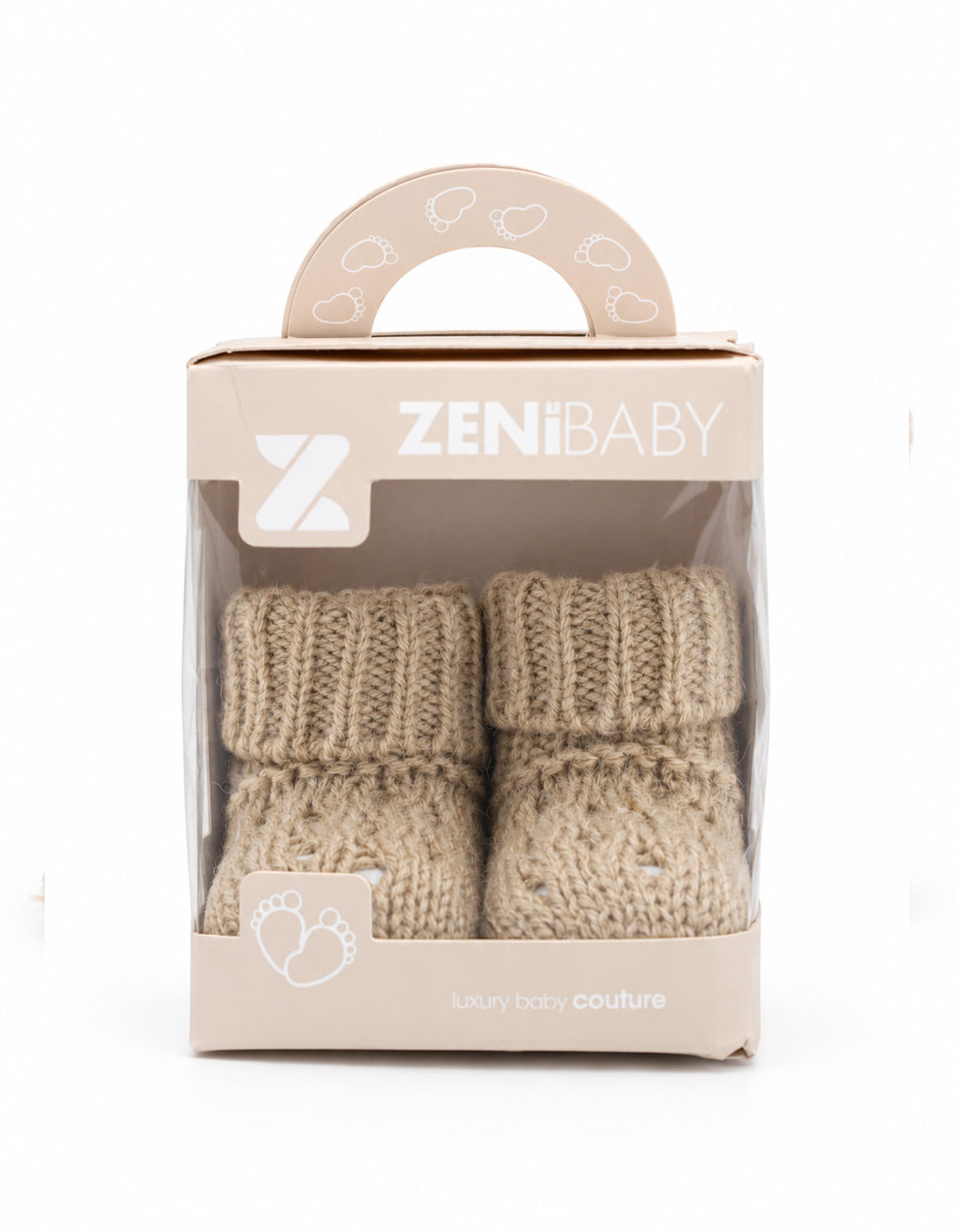 Infant Soft Knit Booties Light Brown at Zubaidas