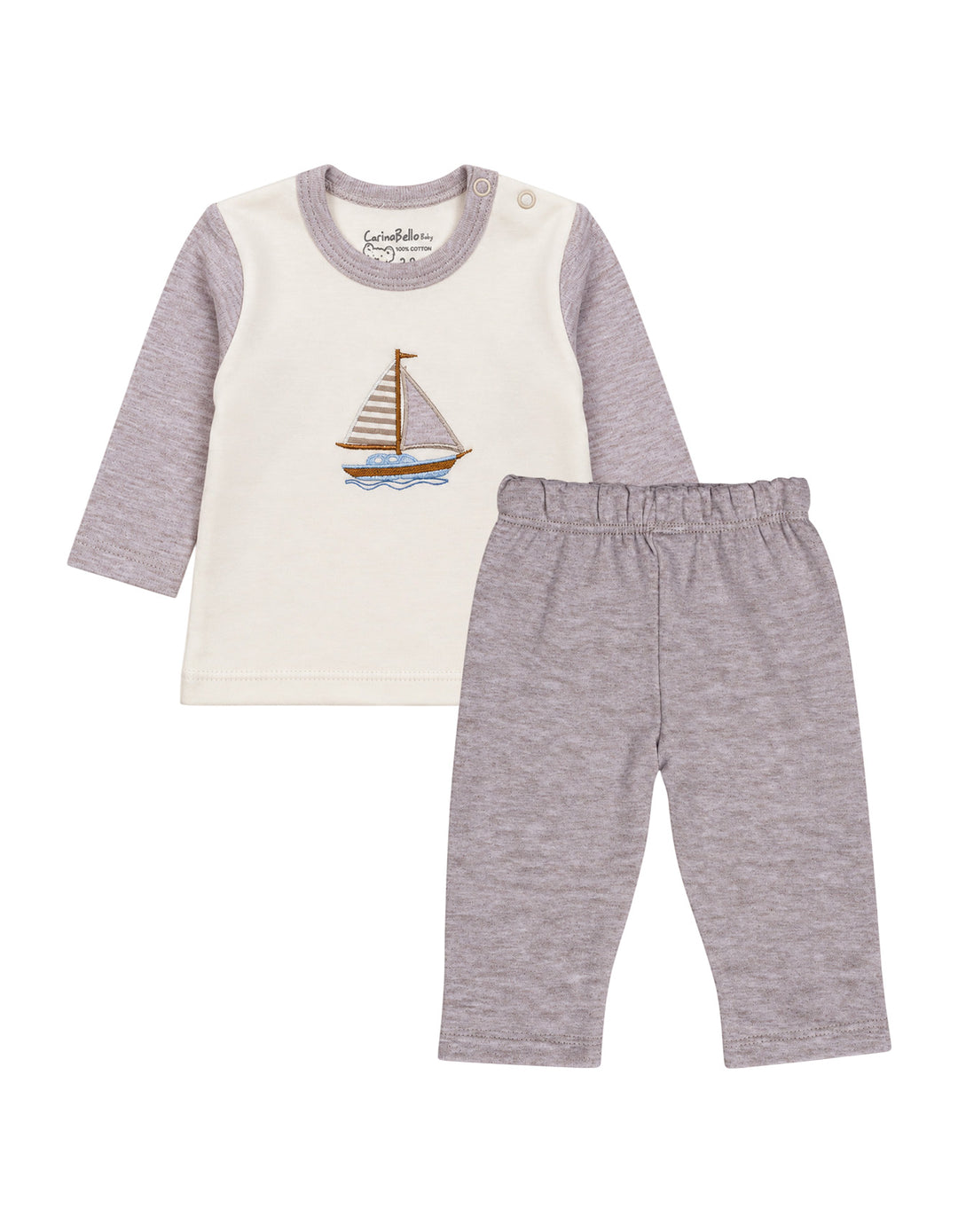 Infant Winter 2 Piece Suit Set Sailboat Beige and Off White at Zubaidas