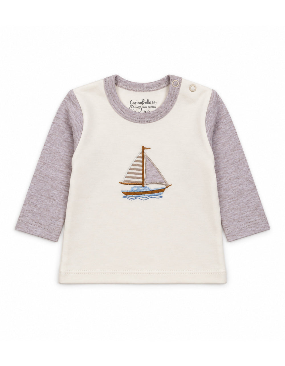 Infant Winter 2 Piece Suit Set Sailboat Beige and Off White at Zubaidas Official Pakistan