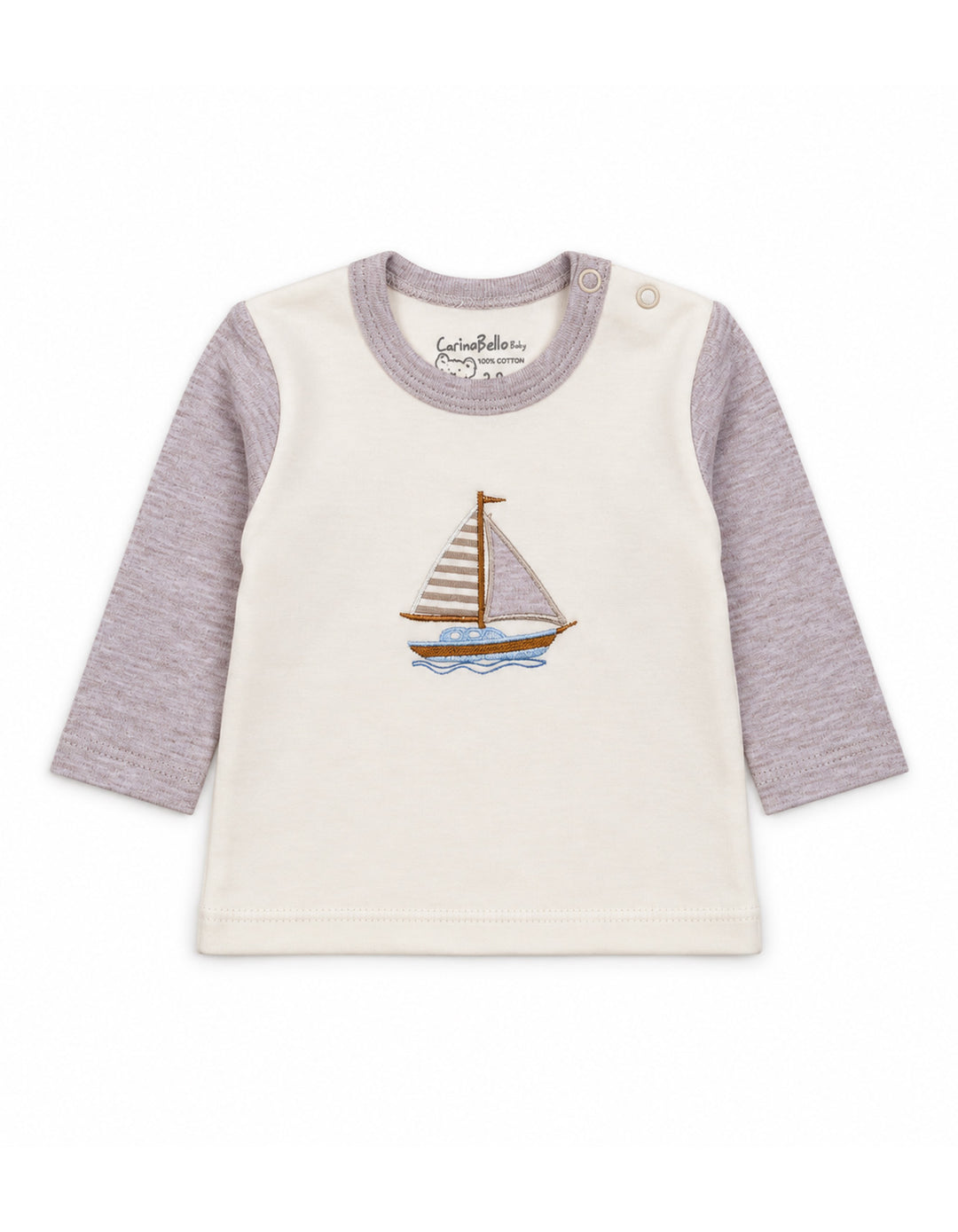 Infant Winter 2 Piece Suit Set Sailboat Beige and Off White at Zubaidas Official Pakistan