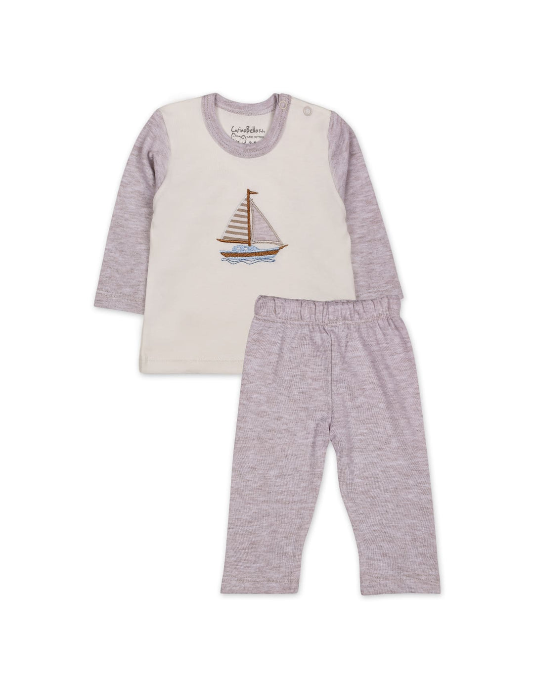 Infant Winter 2 Piece Suit Set Sailboat Beige and Off White at Zubaidas