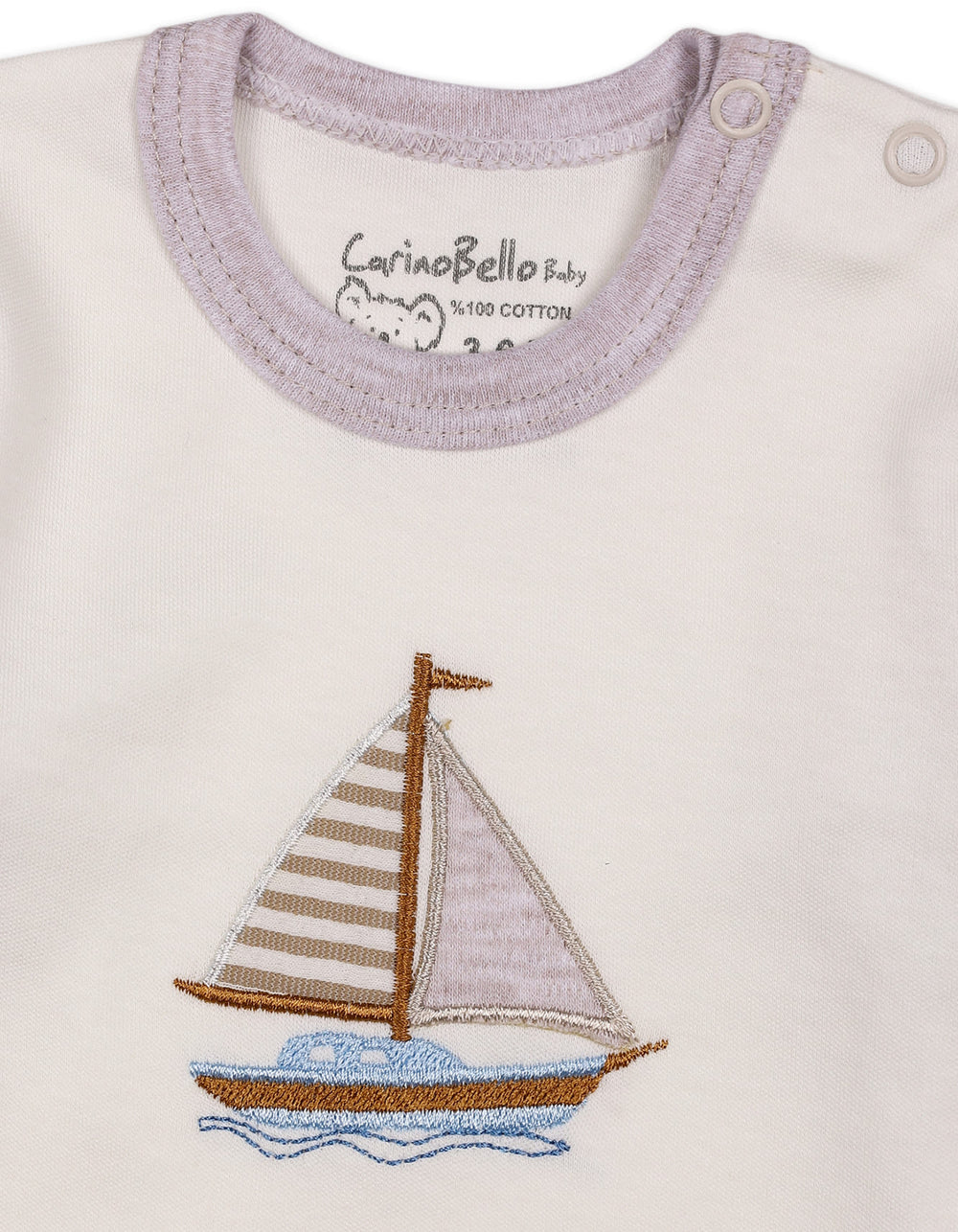 Infant Winter 2 Piece Suit Set Sailboat Beige and Off White at Zubaidas Official Pakistan