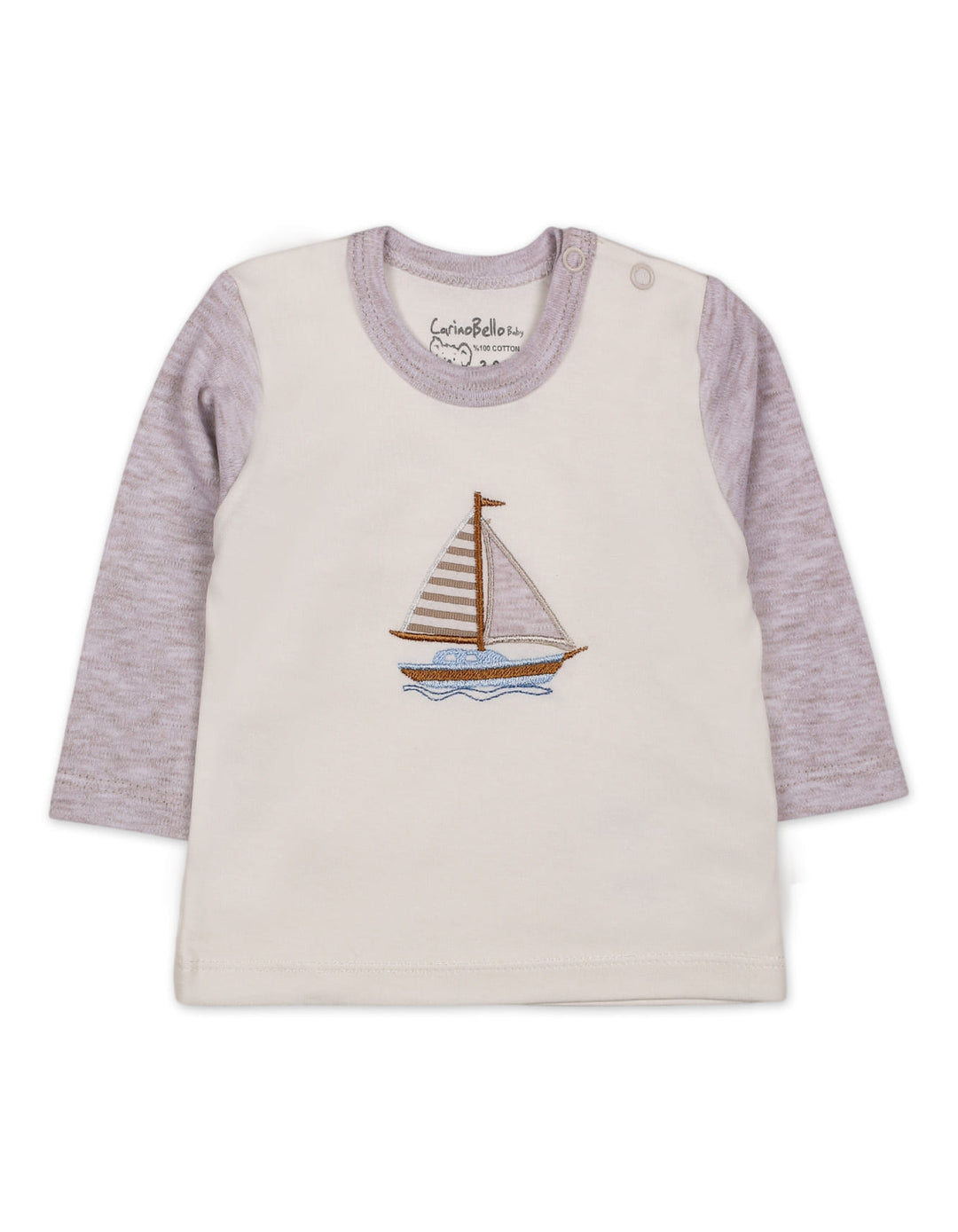 Infant Winter 2 Piece Suit Set Sailboat Beige and Off White at Zubaidas Online Pakistan