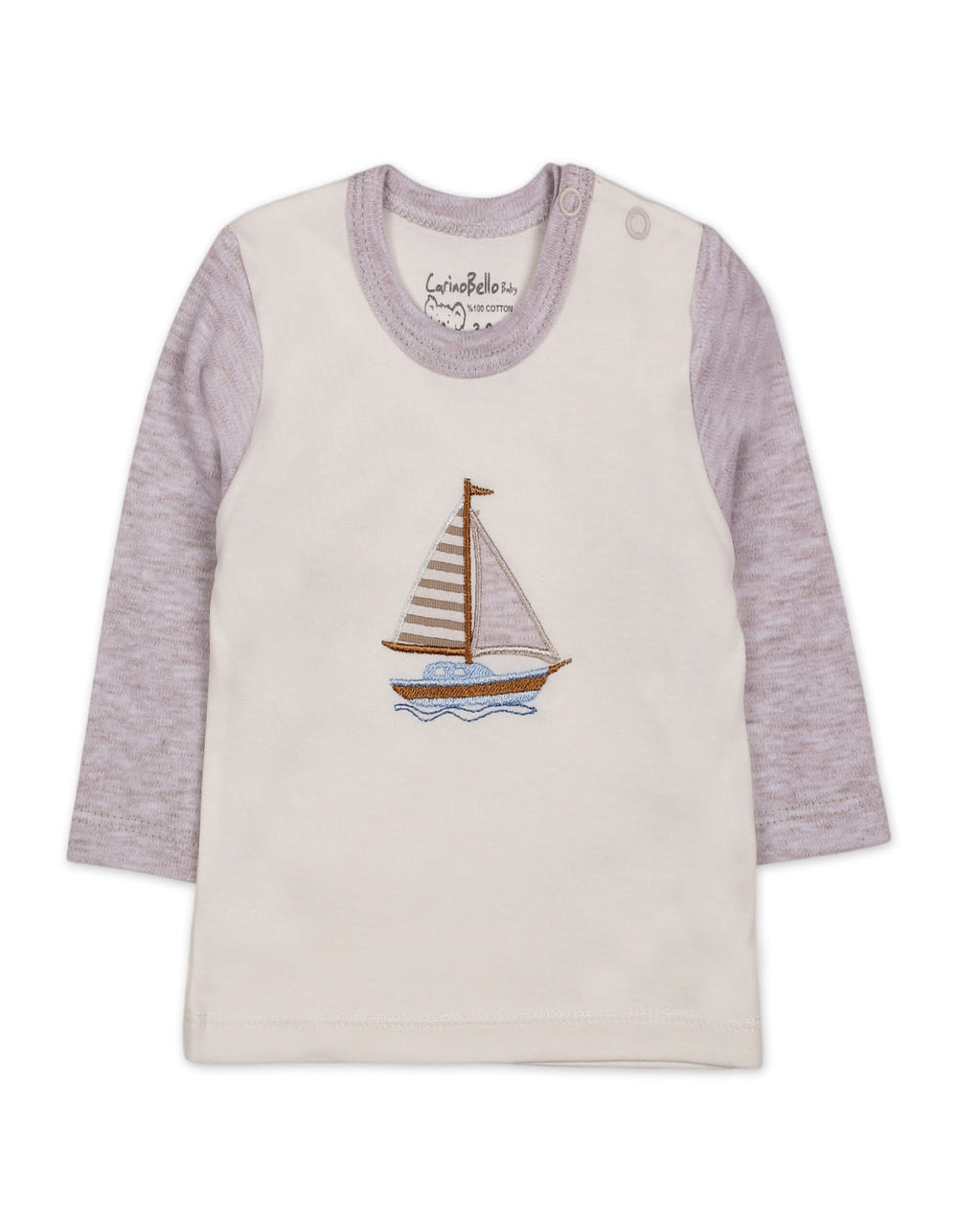 Infant Winter 2 Piece Suit Set Sailboat Beige and Off White at Zubaidas Official Pakistan