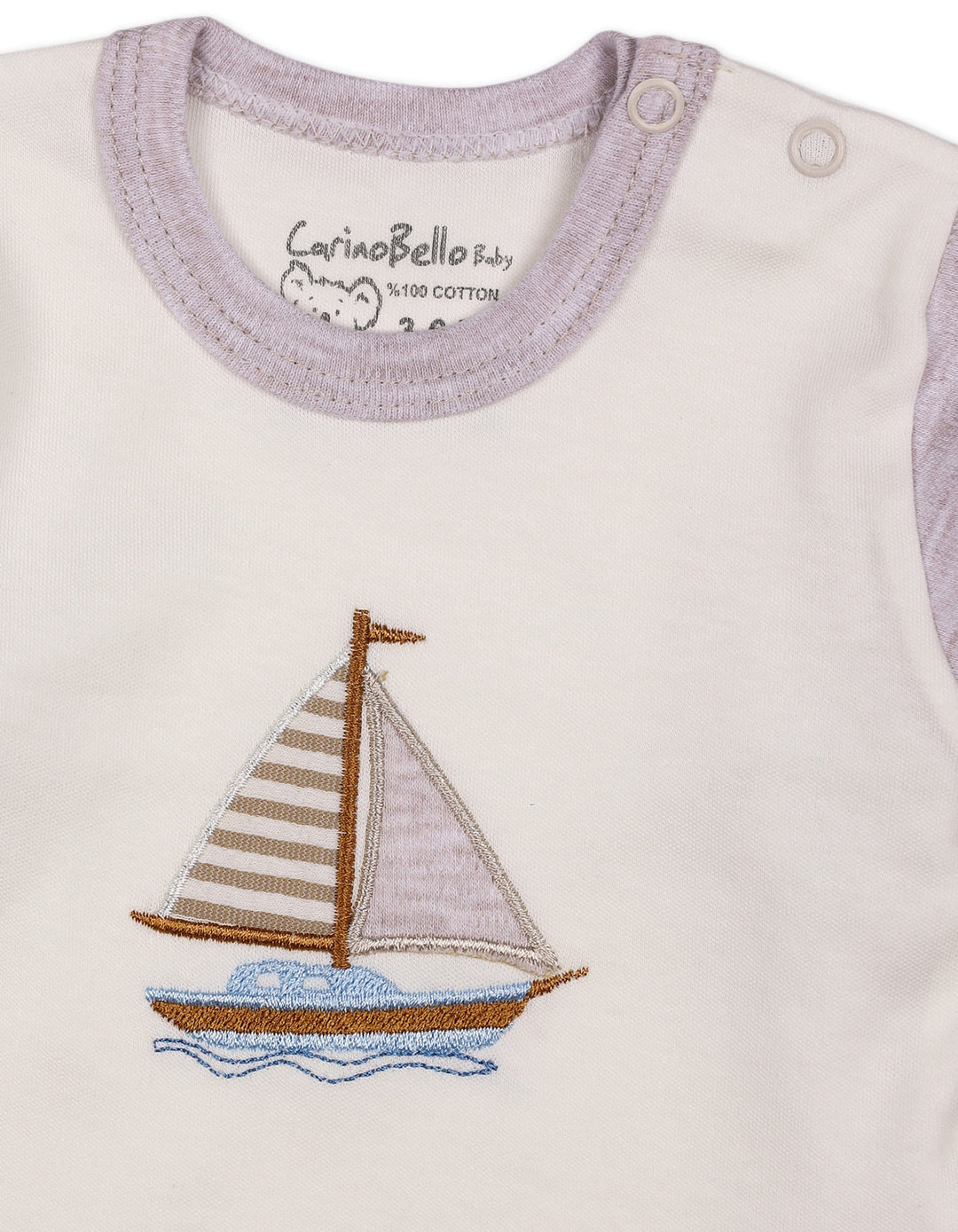 Infant Winter 2 Piece Suit Set Sailboat Beige and Off White at Zubaidas Online Pakistan
