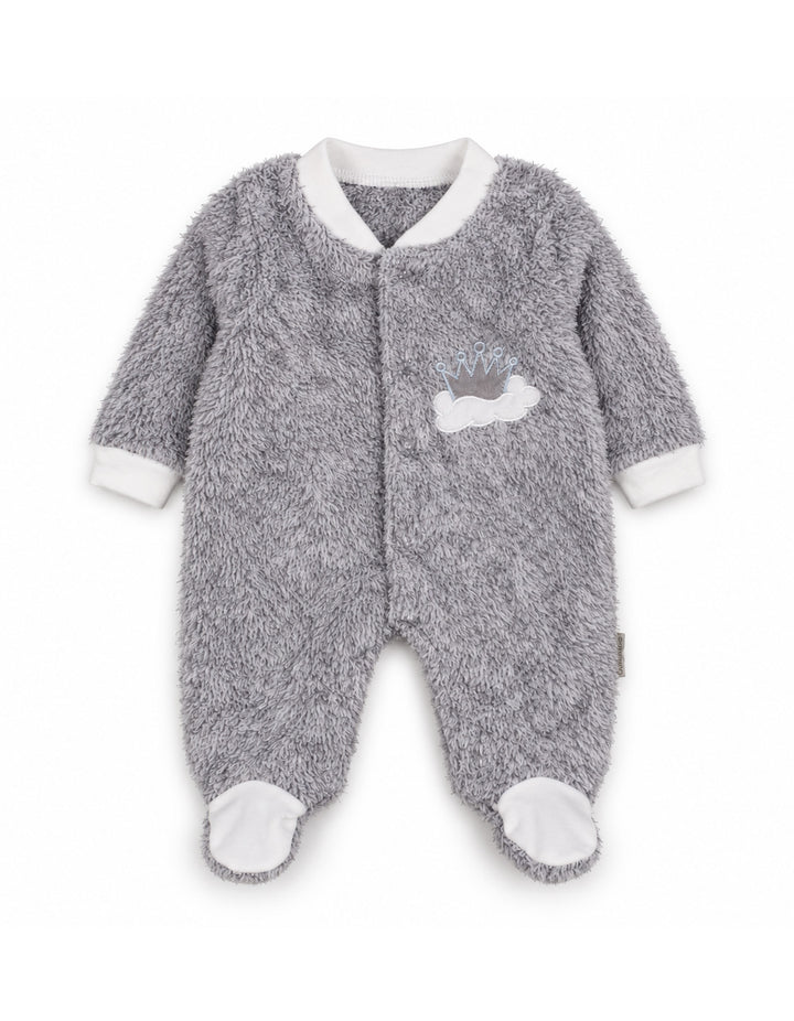 Infant Winter Sleep Suit with Cap Crown and Cloud Grey at Zubaidas Official Pakistan