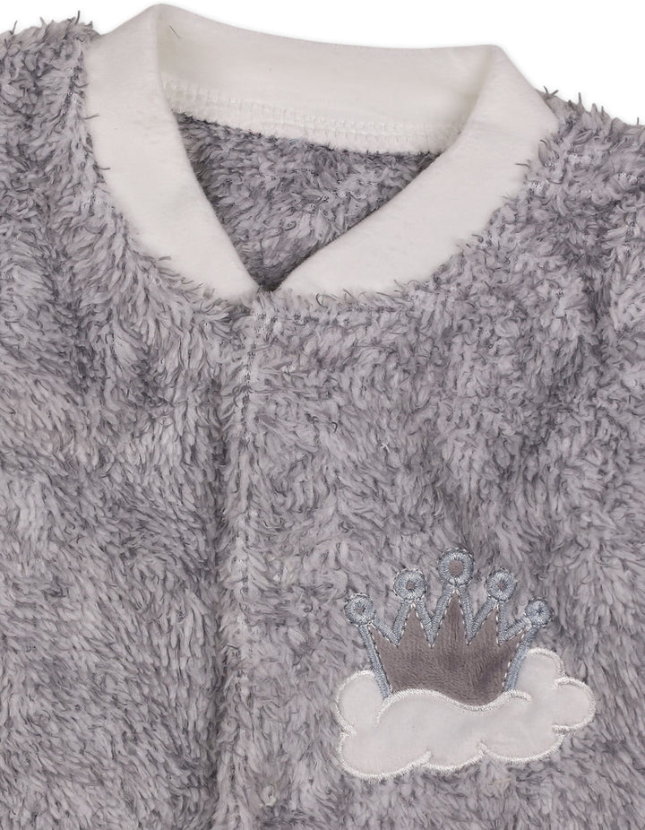Infant Winter Sleep Suit with Cap Crown and Cloud Grey at Zubaidas Official Pakistan