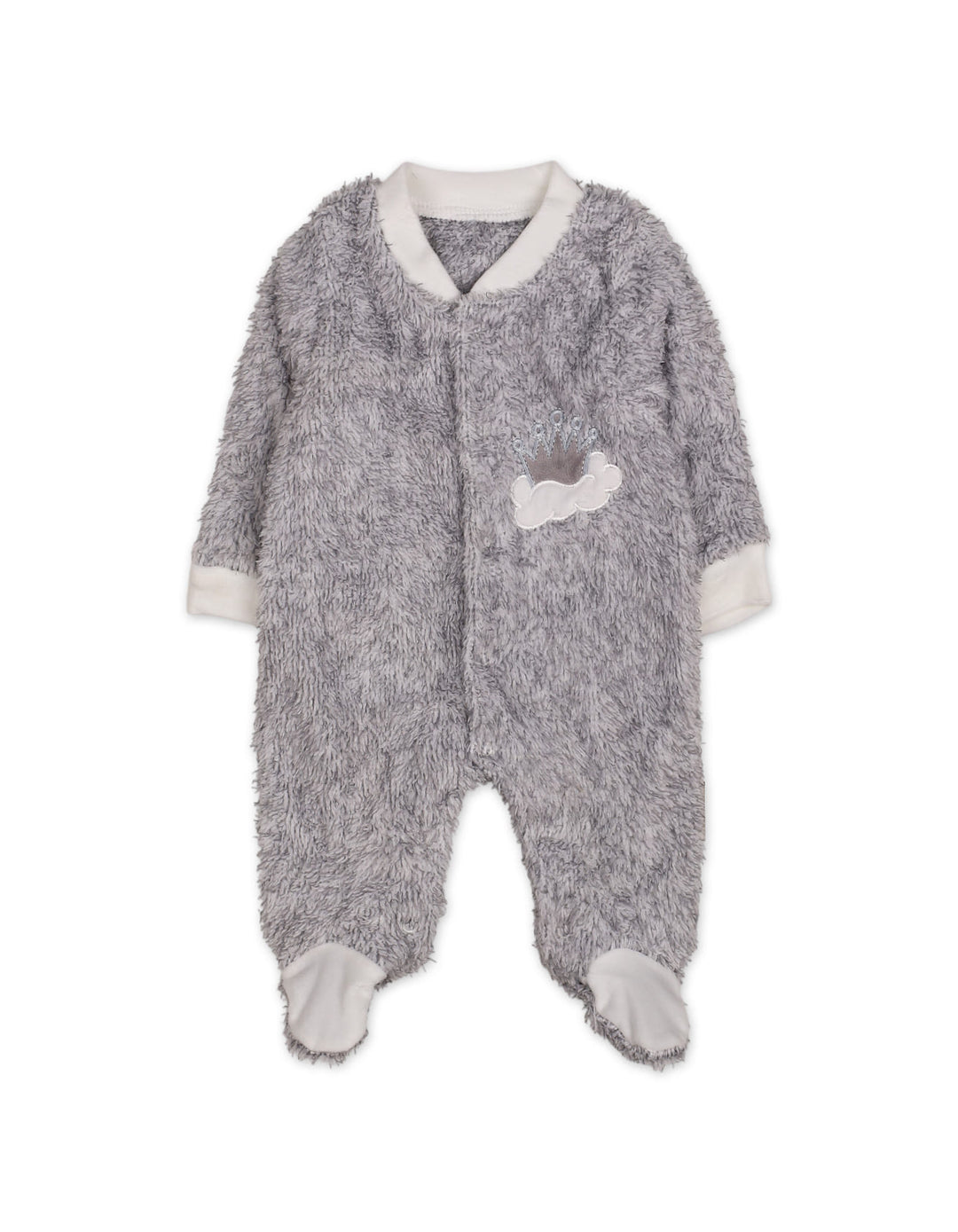 Infant Winter Sleep Suit with Cap Crown and Cloud Grey at Zubaidas Online Pakistan