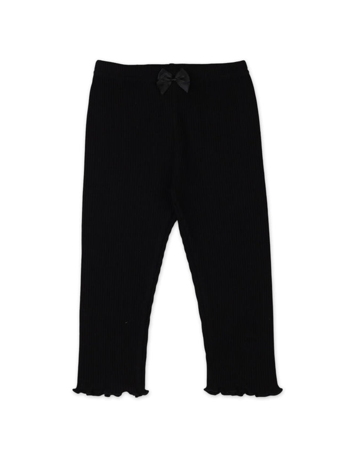 Infants and Girls Ribbed Trousers Bambies Bow Black at Zubaidas