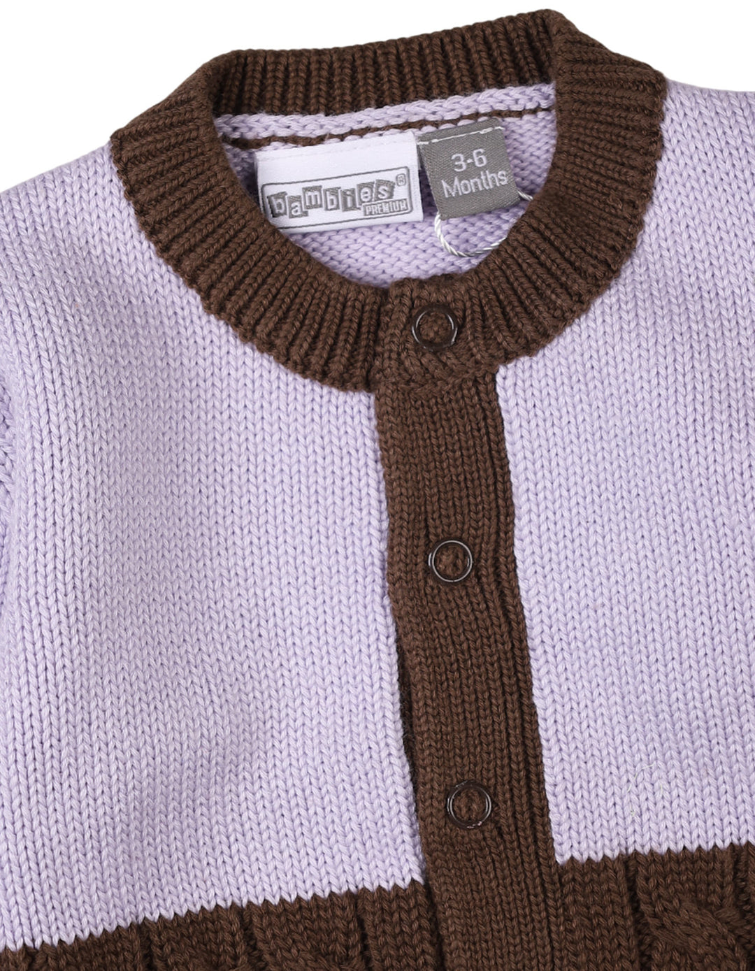 Infants Baby Boys and Baby Girls Winter Rompers Knitted Two Tone Bambies Lilac and Brown at Zubaidas Pakistan